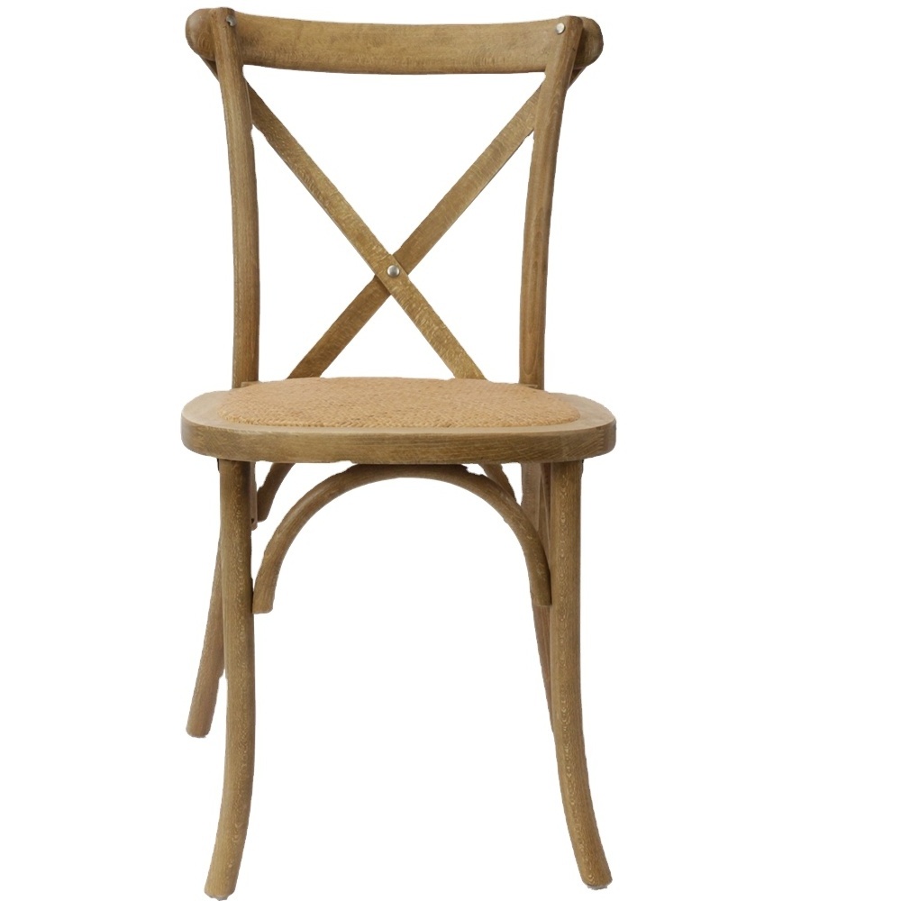 Wooden cross - back wedding party chair Sunzo Furniture French cross backed chair