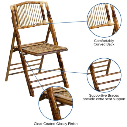 Country outdoor wooden folding banquet chair Bamboo folding dining chair