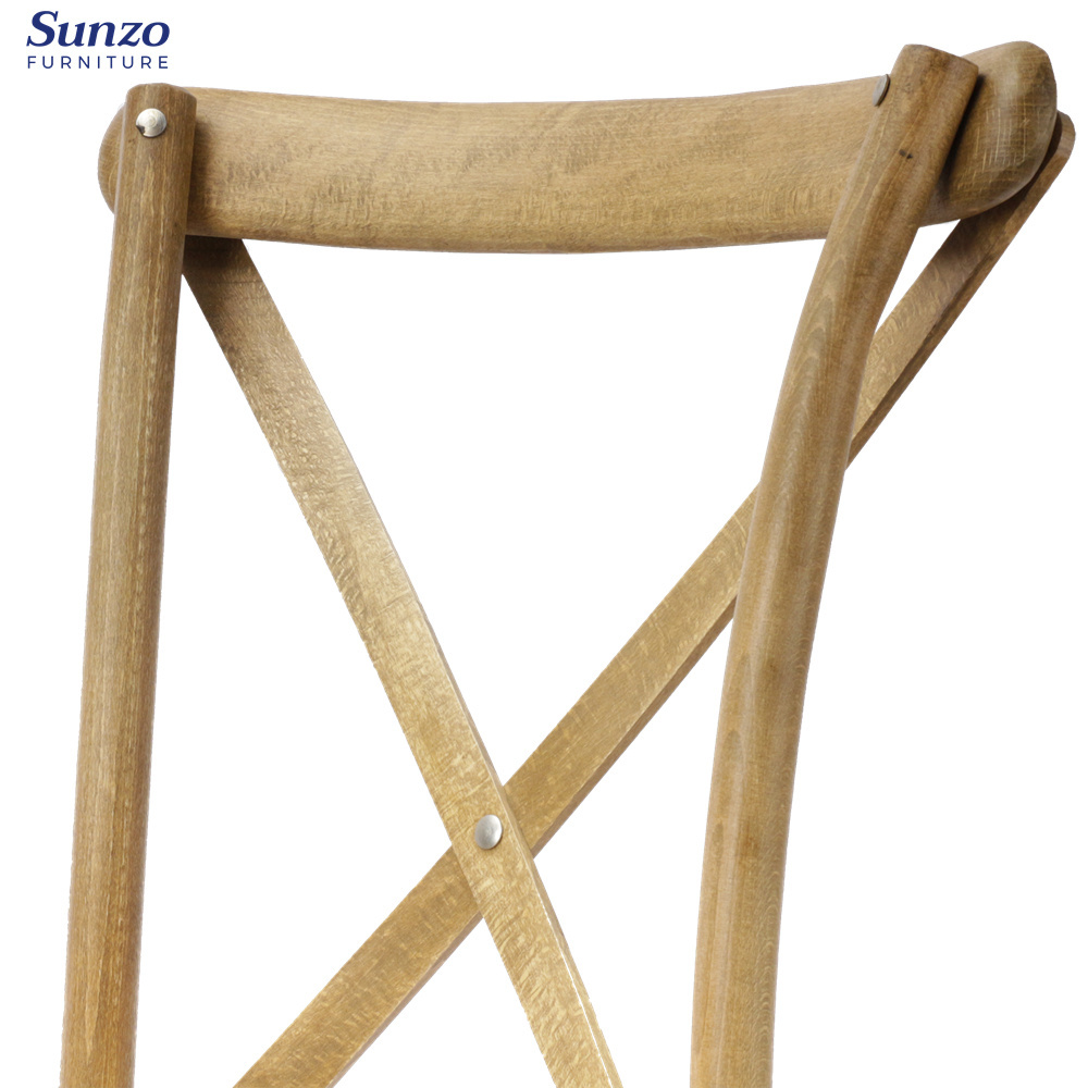 Wooden cross - back wedding party chair Sunzo Furniture French cross backed chair