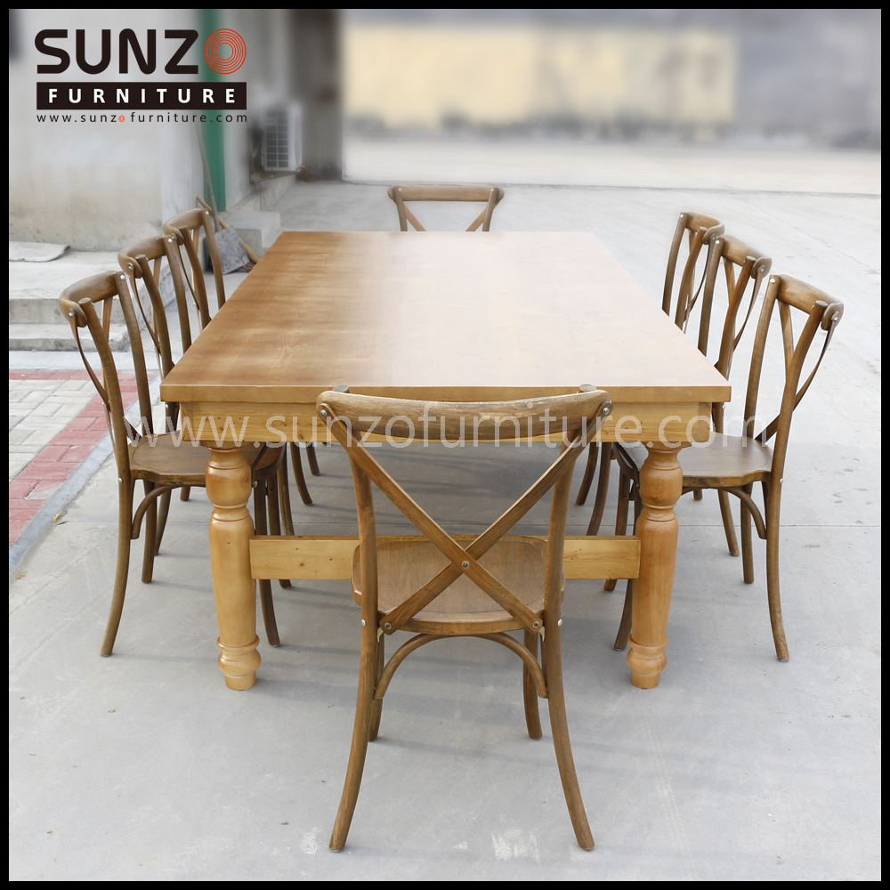 Folding long dining room table with round tube table leg