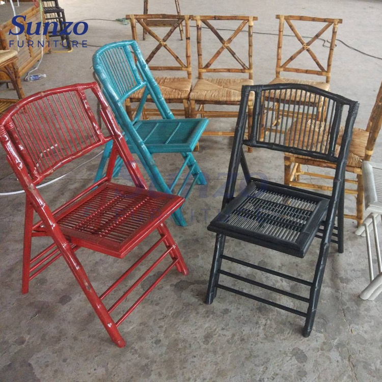 Rent gold outdoor folding bamboo garden activities wedding chair outdoor party wooden chair