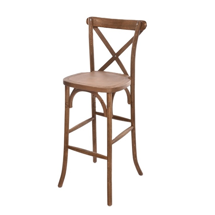 Modern Antique Metal Bar Stools Cross Back Chairs for Home Restaurant or Outdoor Use Factory Cheap Used Wood Frame