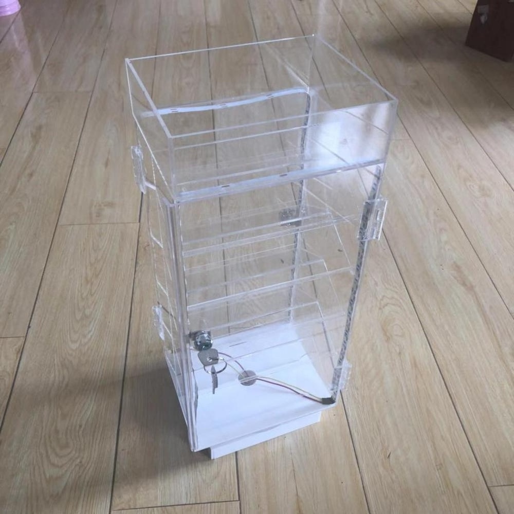 double sided rotating belly ring display acrylic display case with lock and led light