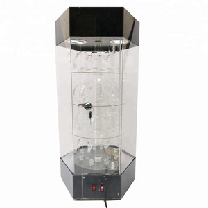 clear acrylic rotating watch display watch showcase with LED with mini watch stand