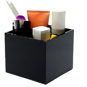 BLACK ACRYLIC COSMETIC ORGANIZER LIPSTICK HOLDER BOX MAKEUP BRUSH DISPLAY STAND CASE