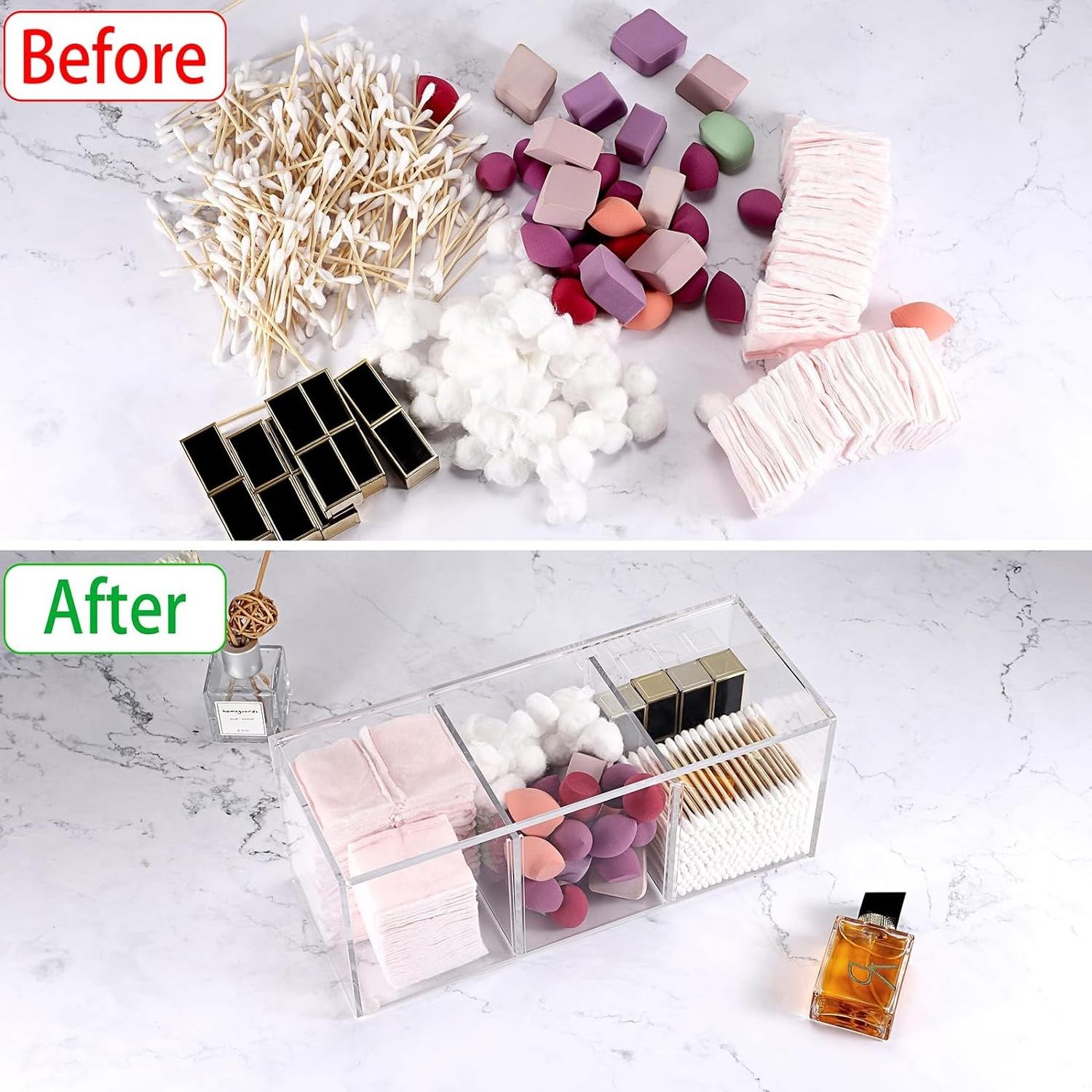 Acrylic Hair Utensils Storage Box With Lid Clear Jewelry Display Case Divided Bathroom Organizer Box Desktop Organizer