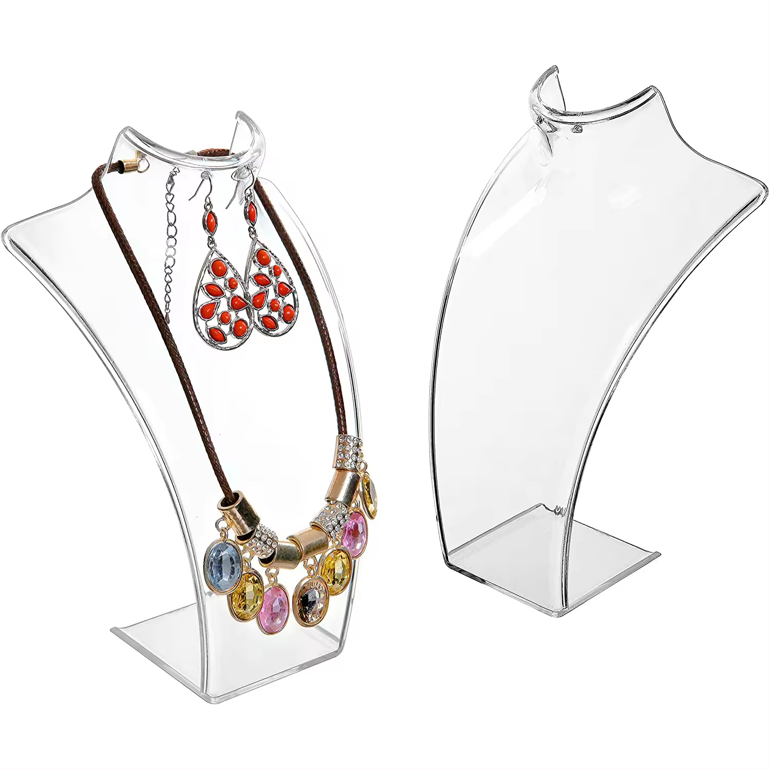 Crystal Mannequin Necklace Holder Stand Acrylic Jewelry Necklace Display Bust Stand with Earring Holder BestSuppliers