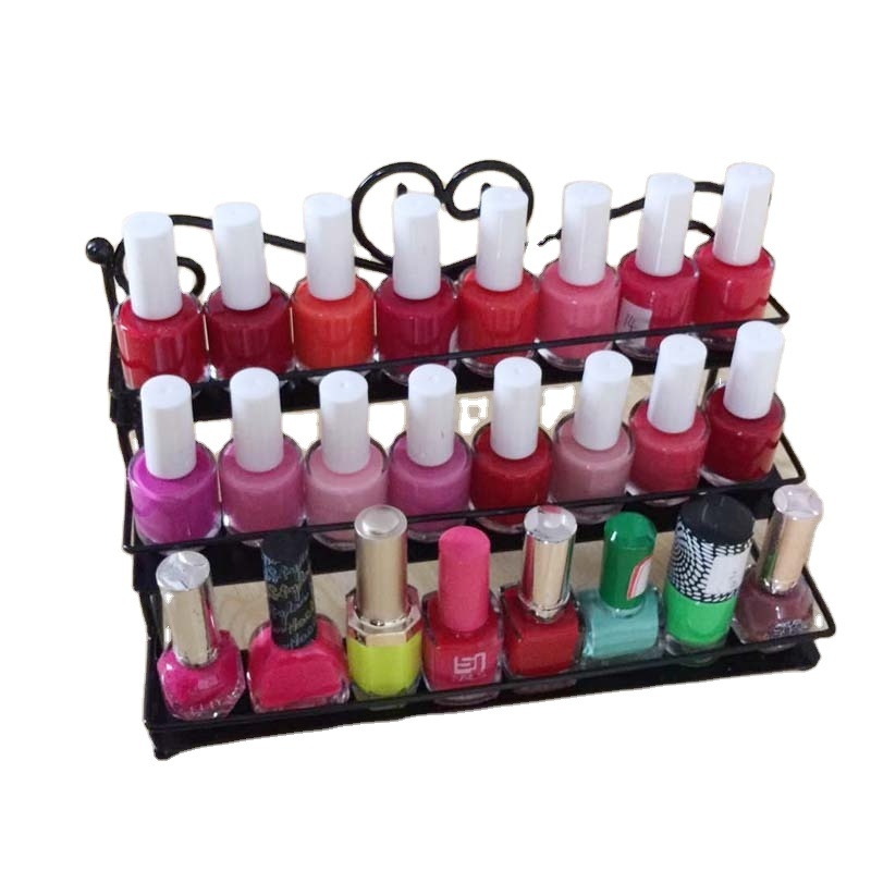 Black Metal 3Steps 24Bottles Nail Polish Display Stand