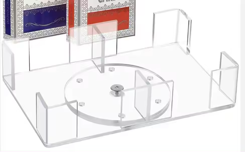 Acrylic Playing Card Tray 360 Degree Revolving Playing Card Tray Clear Acrylic Card Deck Holder