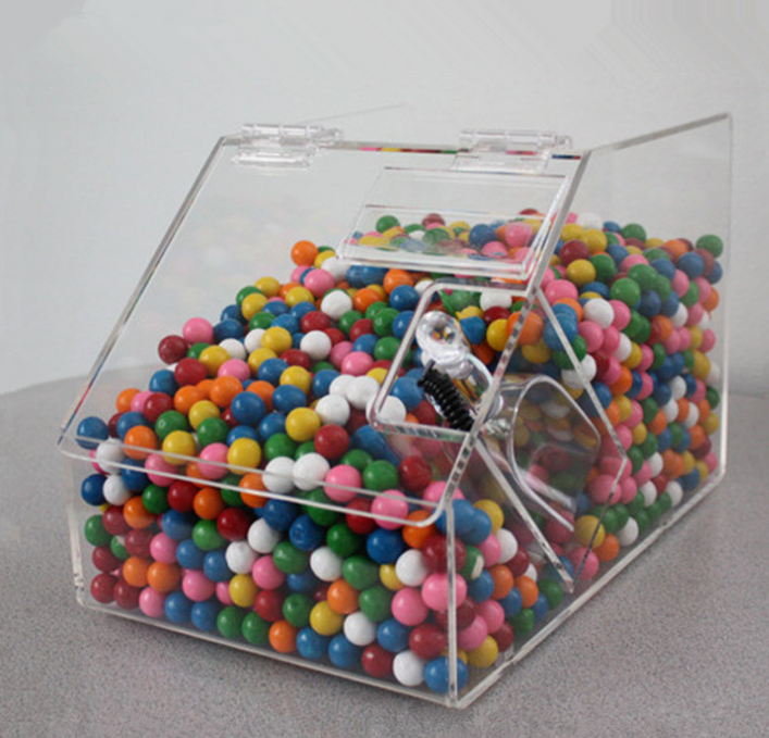 Transparent Acrylic Candy Storage Cube Box  Candy Bins With Hinged Door Candy  Display Dispenser For Supermarket