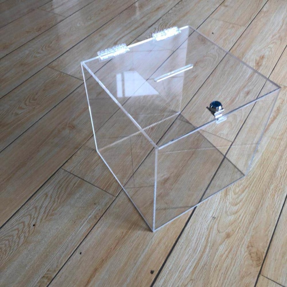 clear acrylic donation box with lock