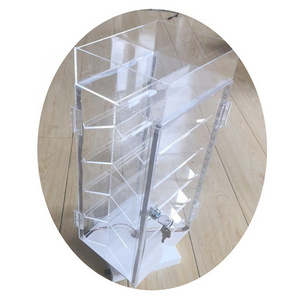 double sided rotating belly ring display acrylic display case with lock and led light