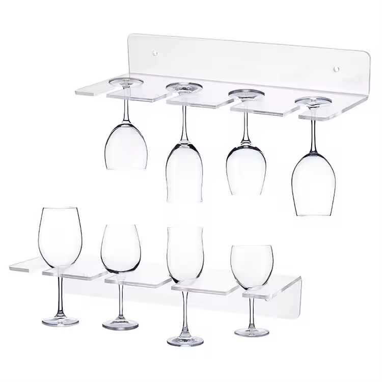 Champagne Wine Glass Acrylic Holder Wall Mounted Acrylic Goblet Organizer for Kitchen