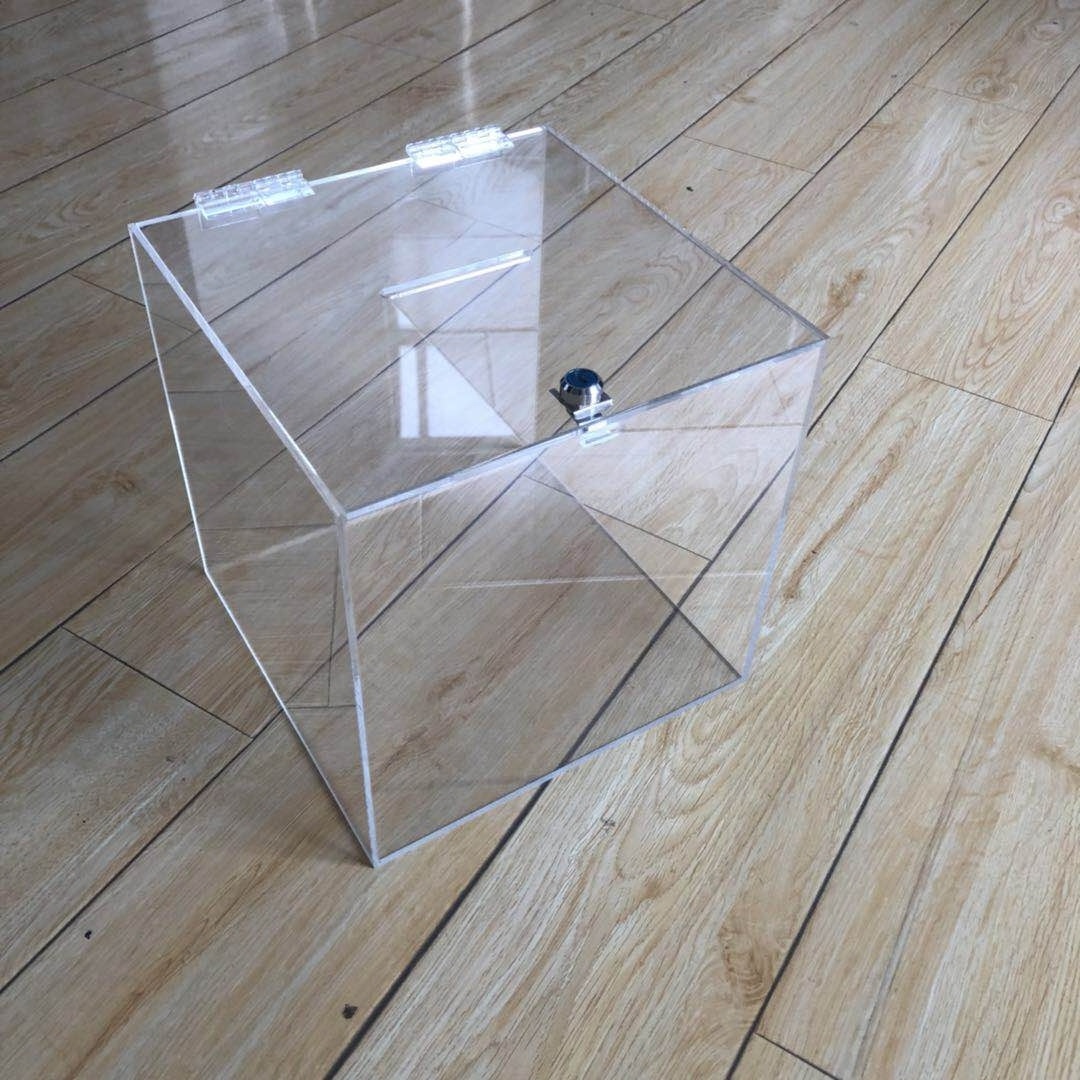 clear acrylic donation box with lock