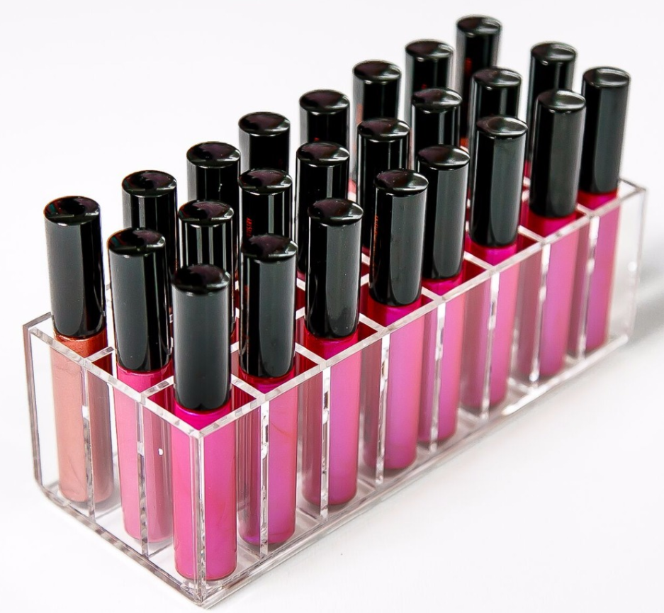 Acrylic Lip Gloss Holder 24 Slots Lipstick Box Display Stand Sundry Storage Box Cosmetic Makeup Organizer