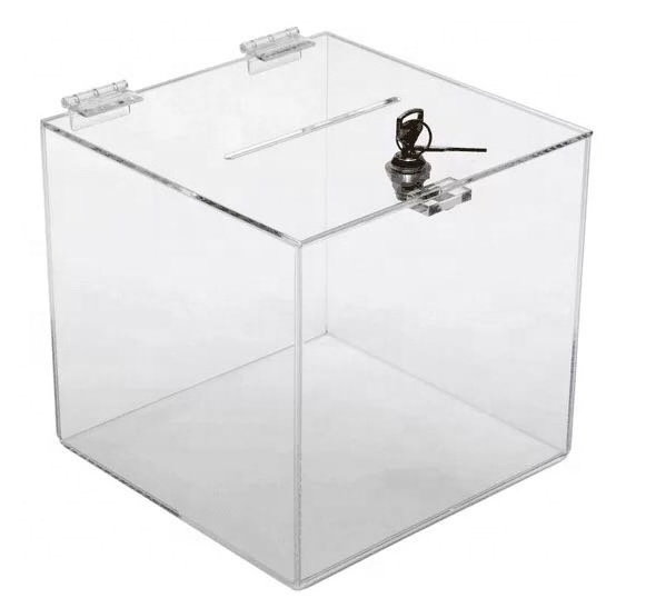 clear acrylic donation box with lock