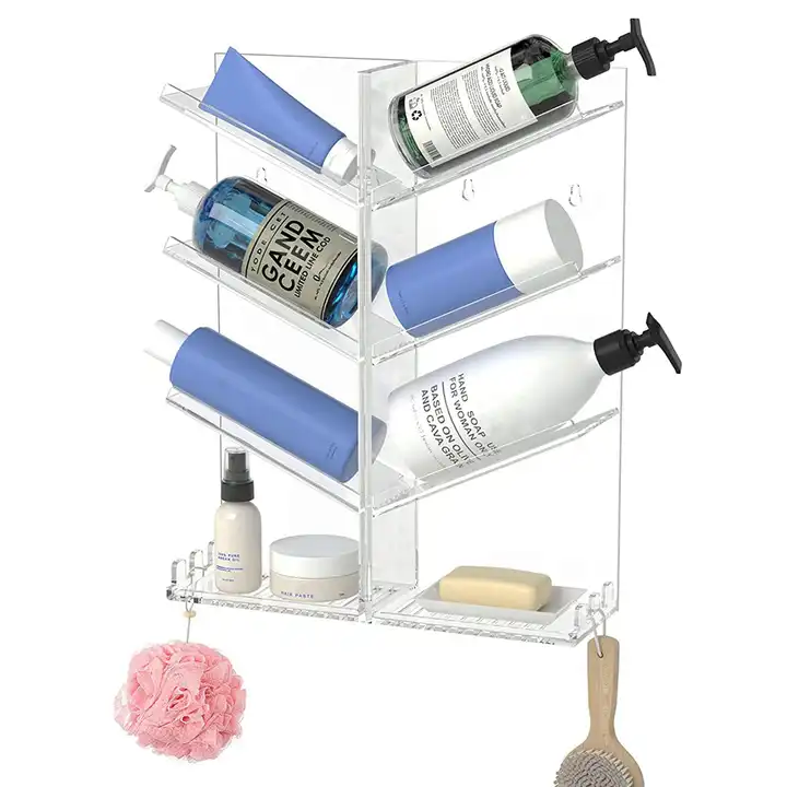 2024 WeiHai Wall Mounted Bathroom Shelf Acrylic Holder Bathroom Shower for Shampoo Bottles Organizer