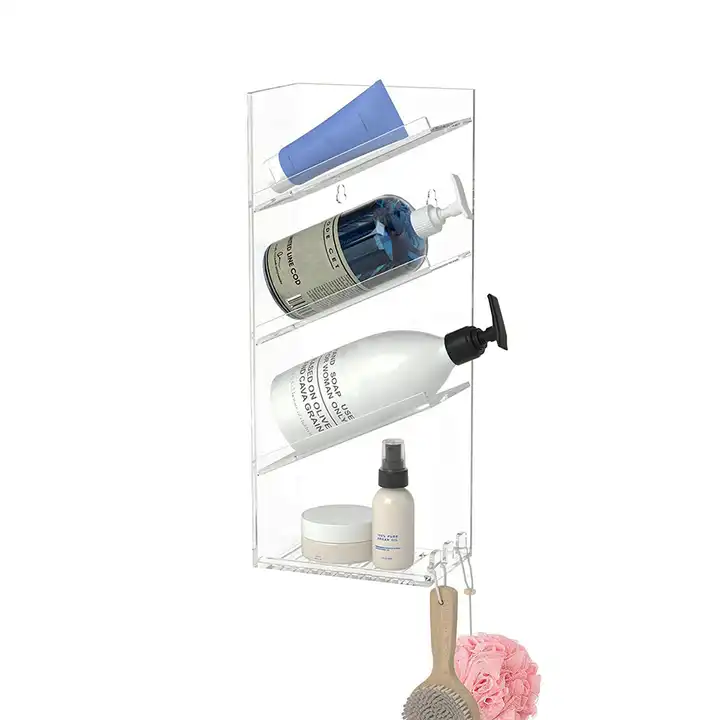 2024 WeiHai Wall Mounted Bathroom Shelf Acrylic Holder Bathroom Shower for Shampoo Bottles Organizer