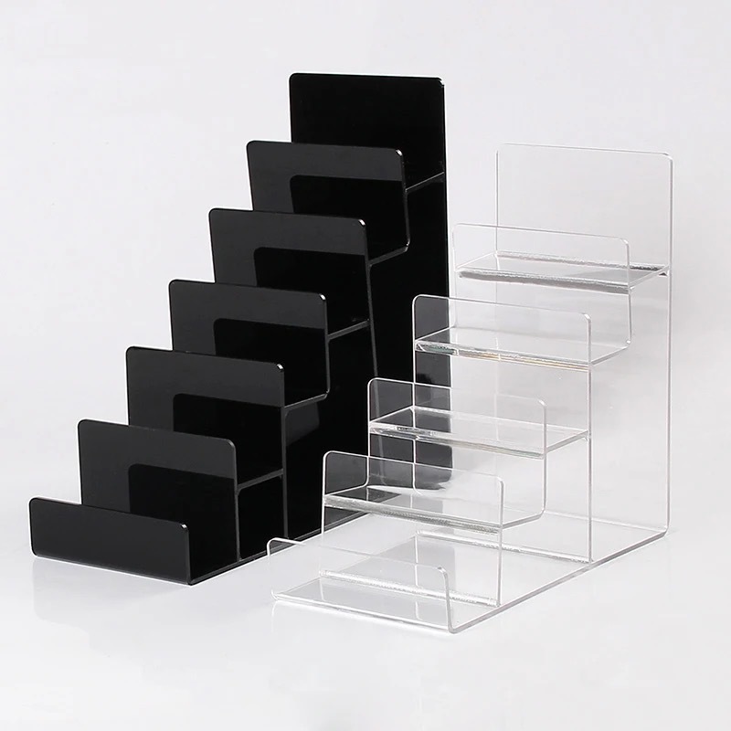 Wholesale  Acrylic Or PVC Shelves Purse Stand Wallet Display Rack Transparent Acrylic Rack Display Stand For Wallet Supermarket