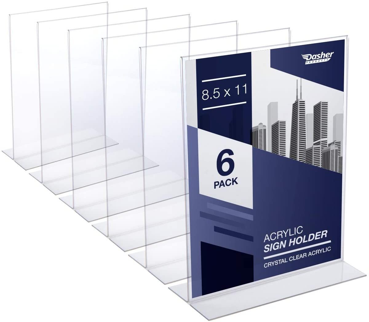 Acrylic Menu Holder 8.5 x 11 - Acrylic T Shape Table Top Display Stand, Double Sided, Bottom Load, Portrait Style Menu Ad Frame.