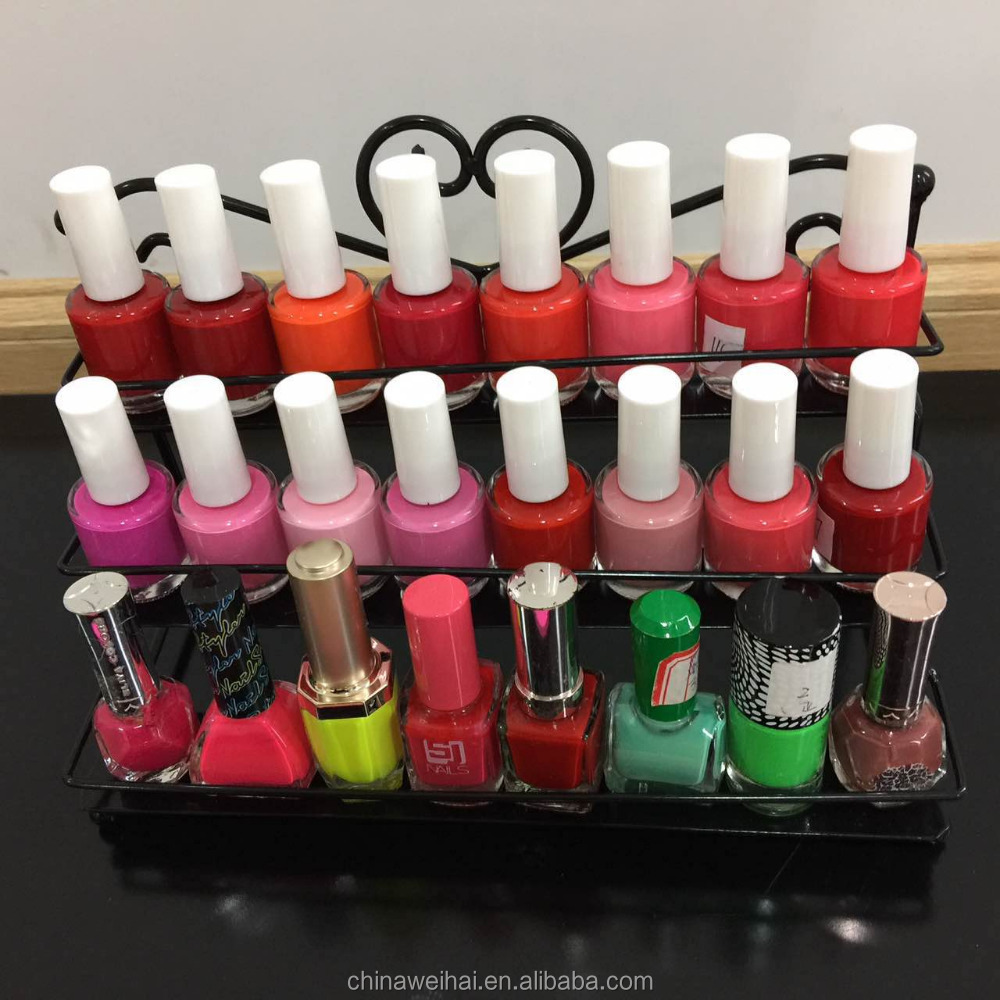 Black Metal 3Steps 24Bottles Nail Polish Display Stand