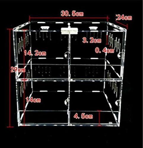 Reptile Terrarium Cage, Reptile Cage Enclosure Box Acrylic Climbing Pet Box Tarantula Insect Scorpion Transparent Display Case