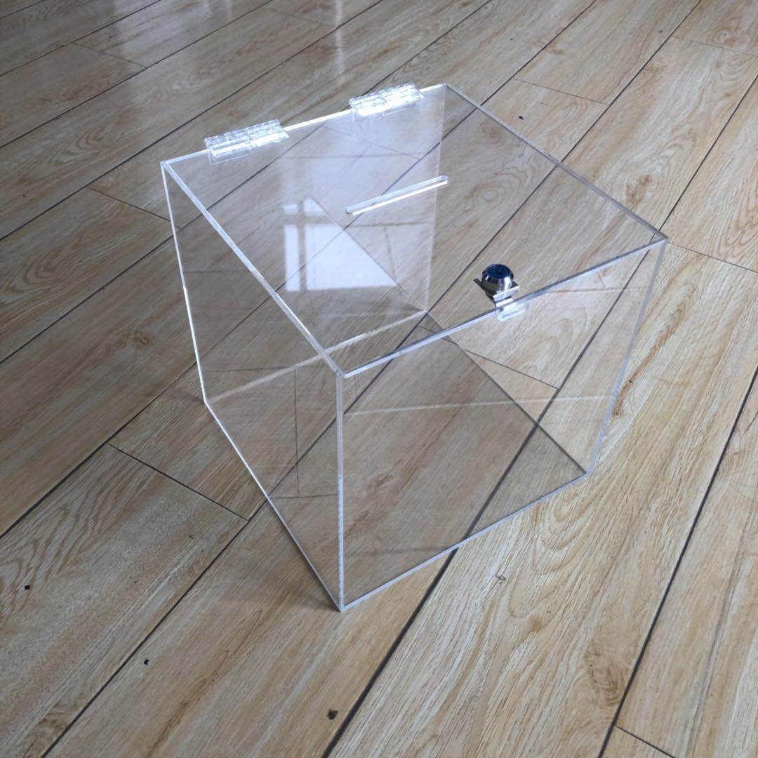 clear acrylic donation box with lock