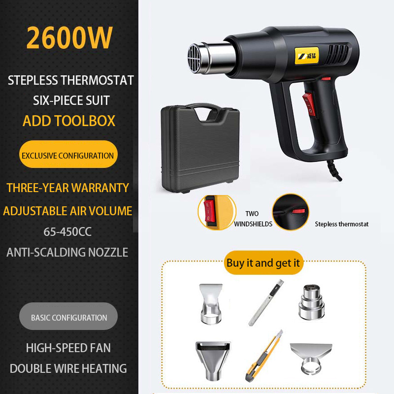 WHAMX 2200W Adjustable Temperature Hot Air Gun Mini Heat air Gun Shrink Wrap