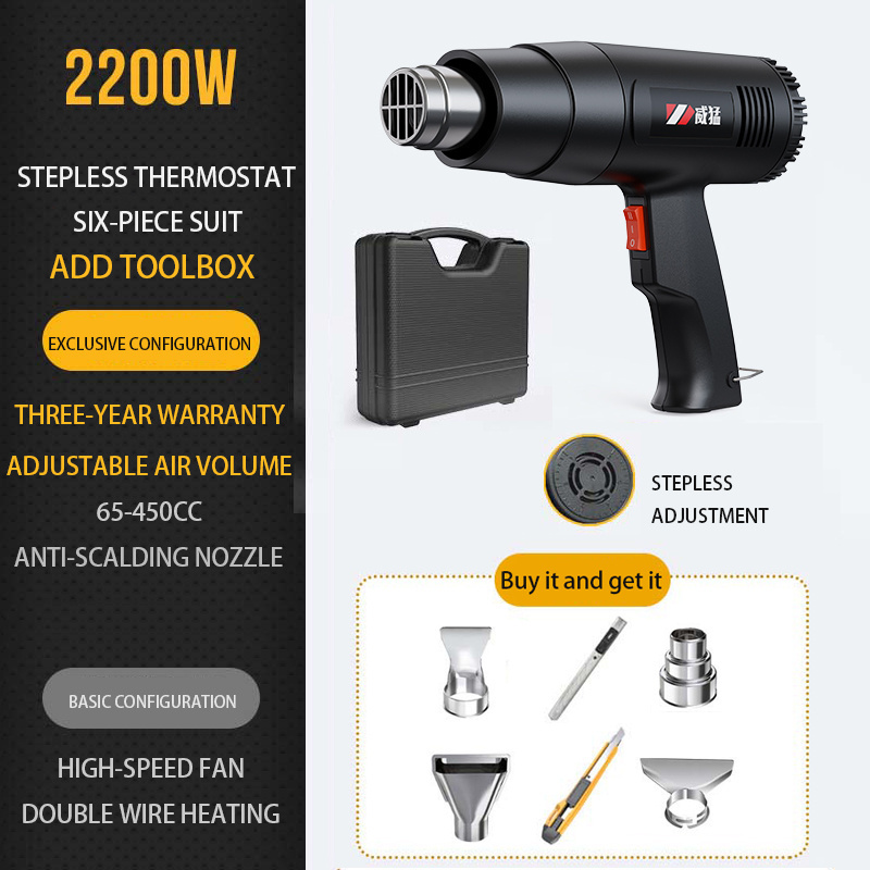 WHAMX 2200W Adjustable Temperature Hot Air Gun Mini Heat air Gun Shrink Wrap