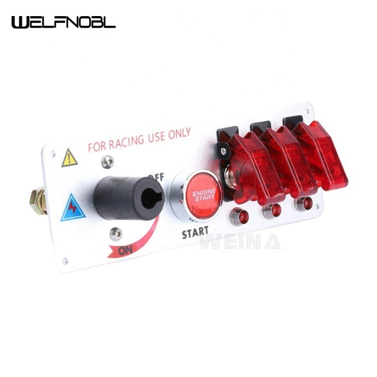 Red Cover Lighted Waterproof ON-OFF Toggle Rocker Enging Start Racing Ignition Switch Panel For Off-road Vehicle