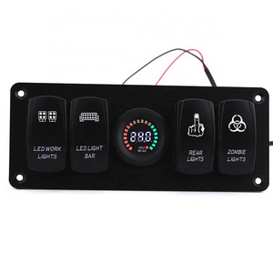 Auto Mounting Good Design Marine Panel ON OFF 5Pin Voltmeter Dual Led IP68 USB 24V 4 Gang Waterproof Rocker Switch Panel