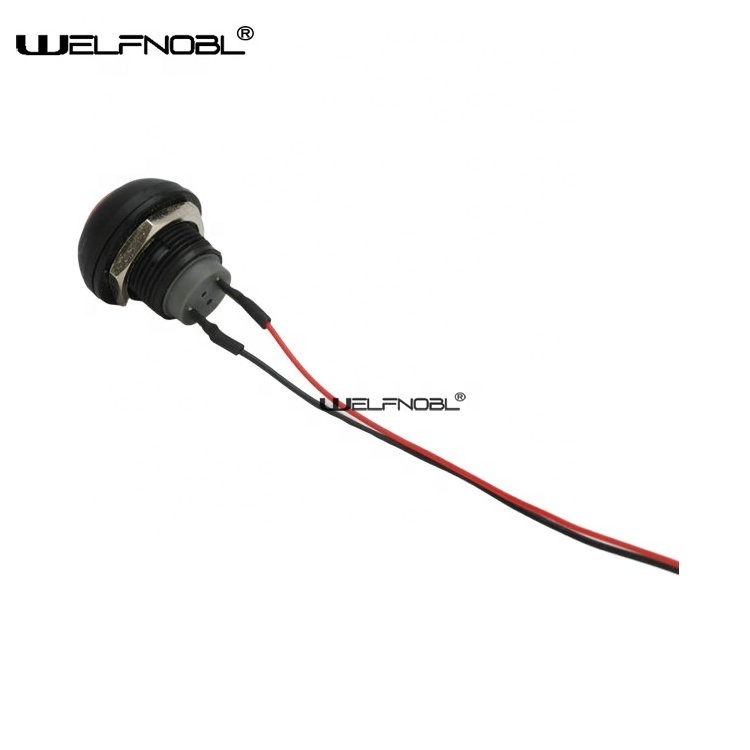 Fast Shipping Plastic 2 Pin Red Head Reset Momentary ON Start 12mm Push Button Switch With 10mm Wire Mini Connector