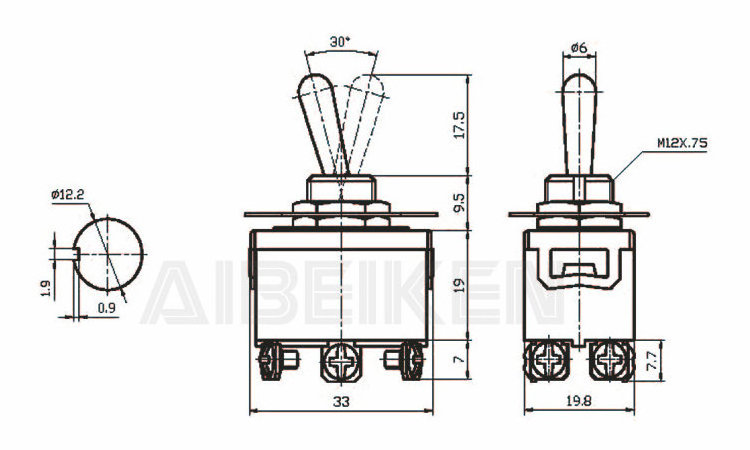 IP67 Toggle Switch Flat Handle On-Off SPDT 3P Single Side Momentary Miniature Led Toggle Switch