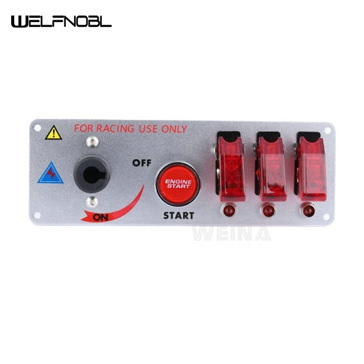 Red Cover Lighted Waterproof ON-OFF Toggle Rocker Enging Start Racing Ignition Switch Panel For Off-road Vehicle