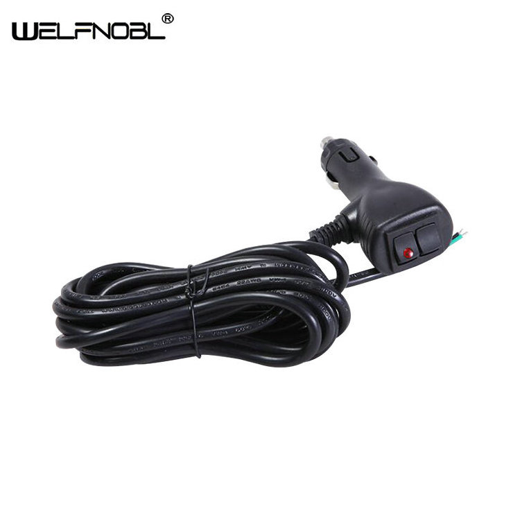 Welfnobl Din Car Power Plug Of Universal Cigarette Lighter Adapter With Dual Rocker Botton Switch And Signal Indicator Lamp