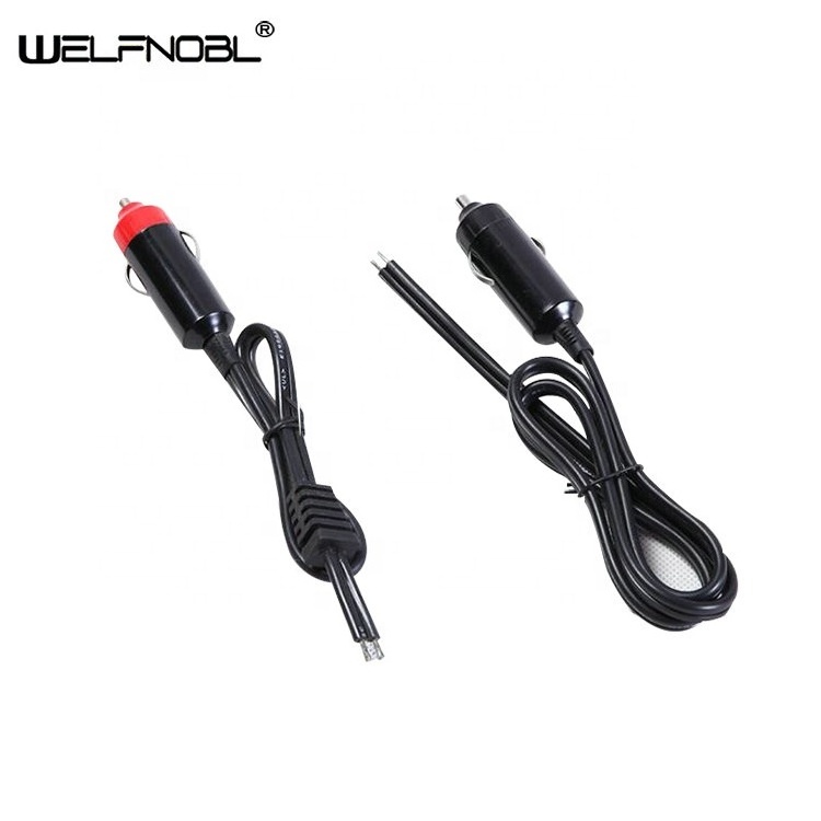 Welfnobl 12V European Red Head Charged Car Cigarette Lighter Power Plug With Adapter Cable Charging For 3C Electronic Products