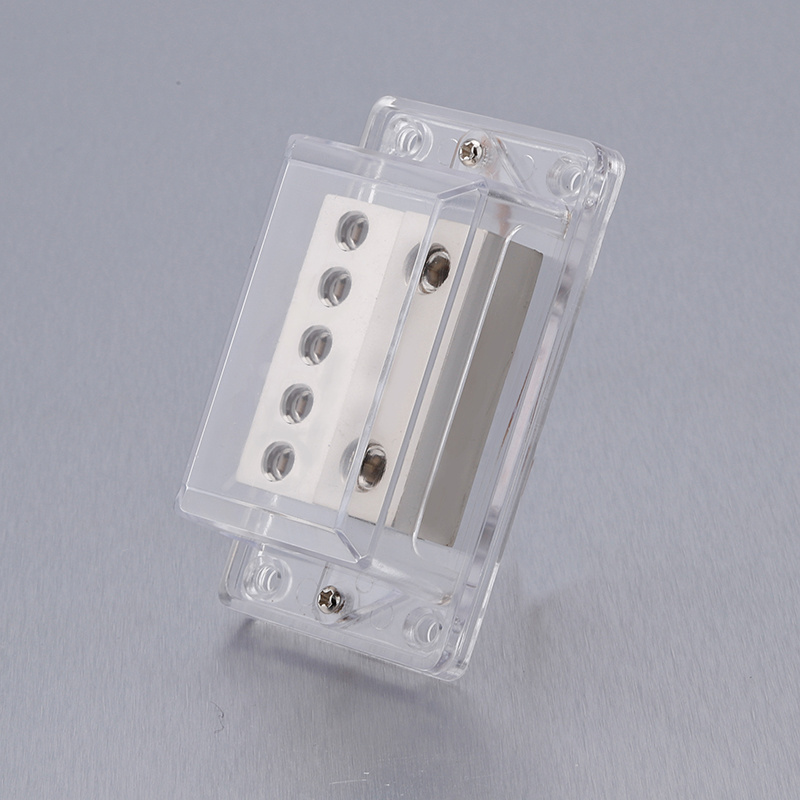 5 Way Power Distribution Block 2x 0 AWG Gauge In  5X 4 Gauge Out Amp Power Distribution Ground Distributor Connecting Block