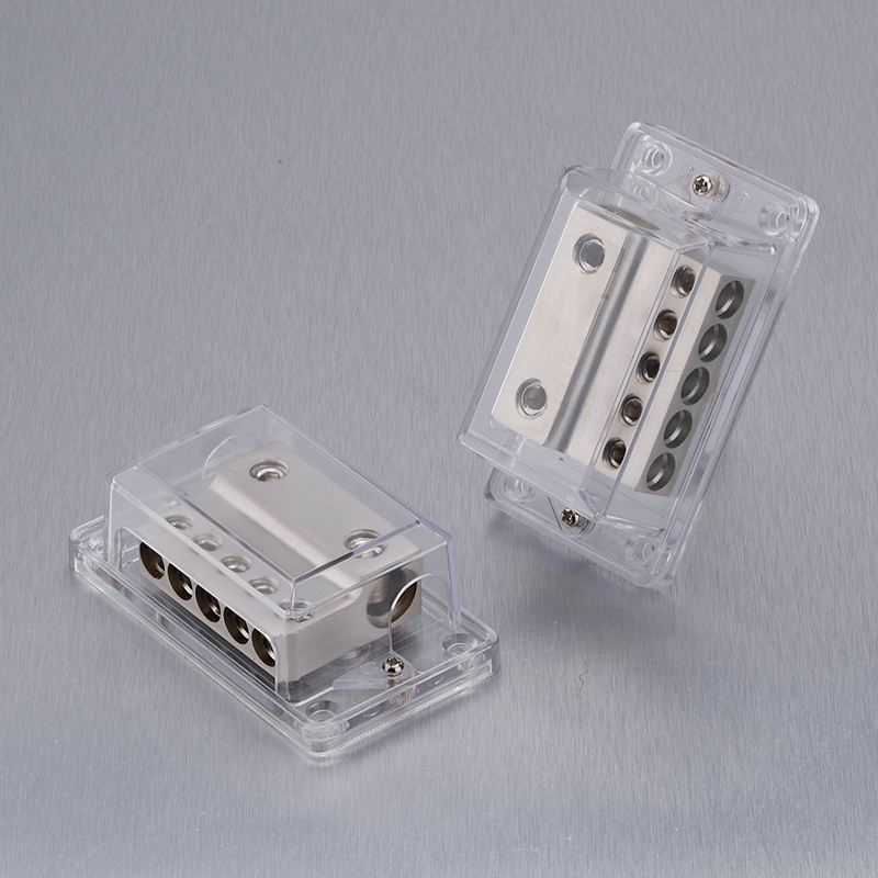 5 Way Power Distribution Block 2x 0 AWG Gauge In  5X 4 Gauge Out Amp Power Distribution Ground Distributor Connecting Block