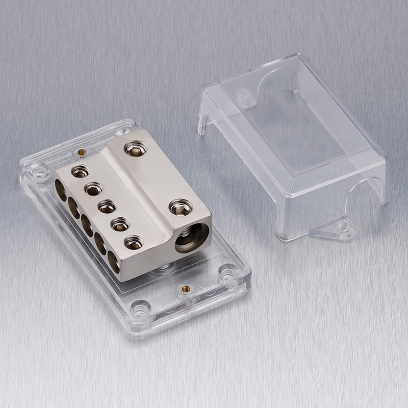 5 Way Power Distribution Block 2x 0 AWG Gauge In  5X 4 Gauge Out Amp Power Distribution Ground Distributor Connecting Block