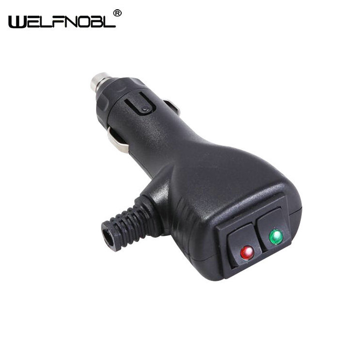 Welfnobl Din Car Power Plug Of Universal Cigarette Lighter Adapter With Dual Rocker Botton Switch And Signal Indicator Lamp