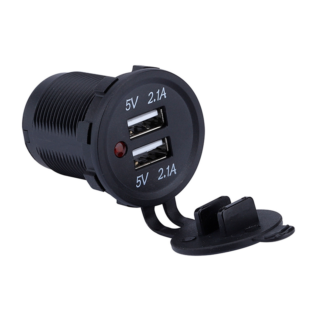 4.2A Double USB Panel Mount 12V 5V 1A 2.1A weatherproof power socket marine Electric Dual Twin USB Car Charger For Mobile Phone