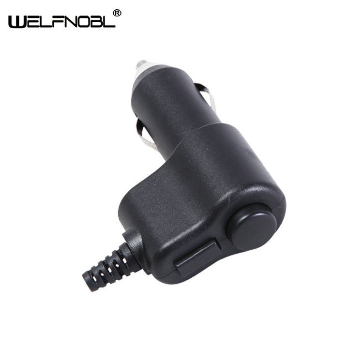 Welfnobl 12V DIN Gun Shaped Cigarette Lighter Power Socket With Push Botton Switch Universal Plug Adapter  Cable  For Car/Boat