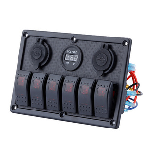 RV 12v 24v controle Button Universal 6 Gang Switch Panel Blanks Holder Housing Kit , Boat Car Led Marine Rocker Switch Panel