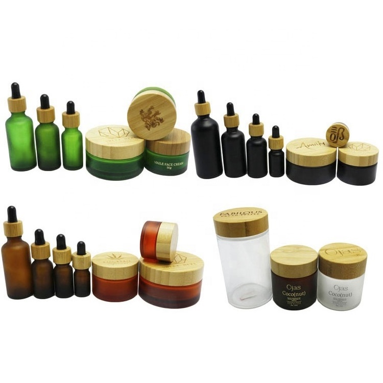 5g 15g 30g 50g 100g 200g glass jars with bamboo wooden lids Natural bamboo dropper bottle bamboo cosmetic packaging BJ-888C