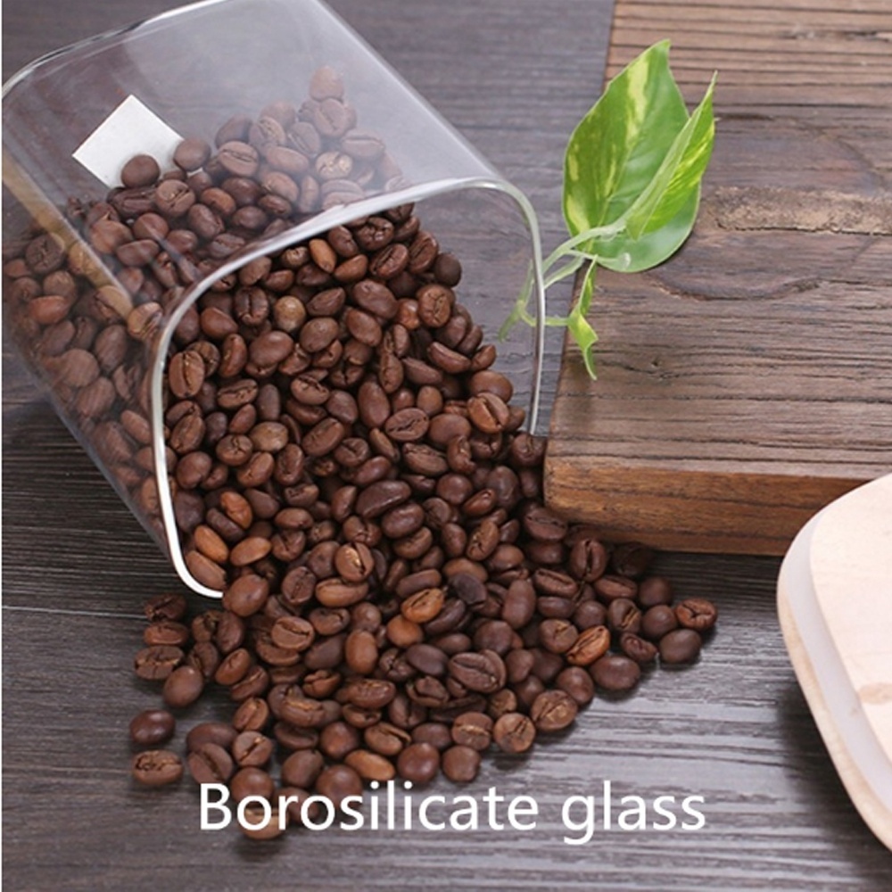 Square Glass Jars With Stainless Steel Lid For Tea Coffee Container Set Sealed Cans Storage Box Canister 140E