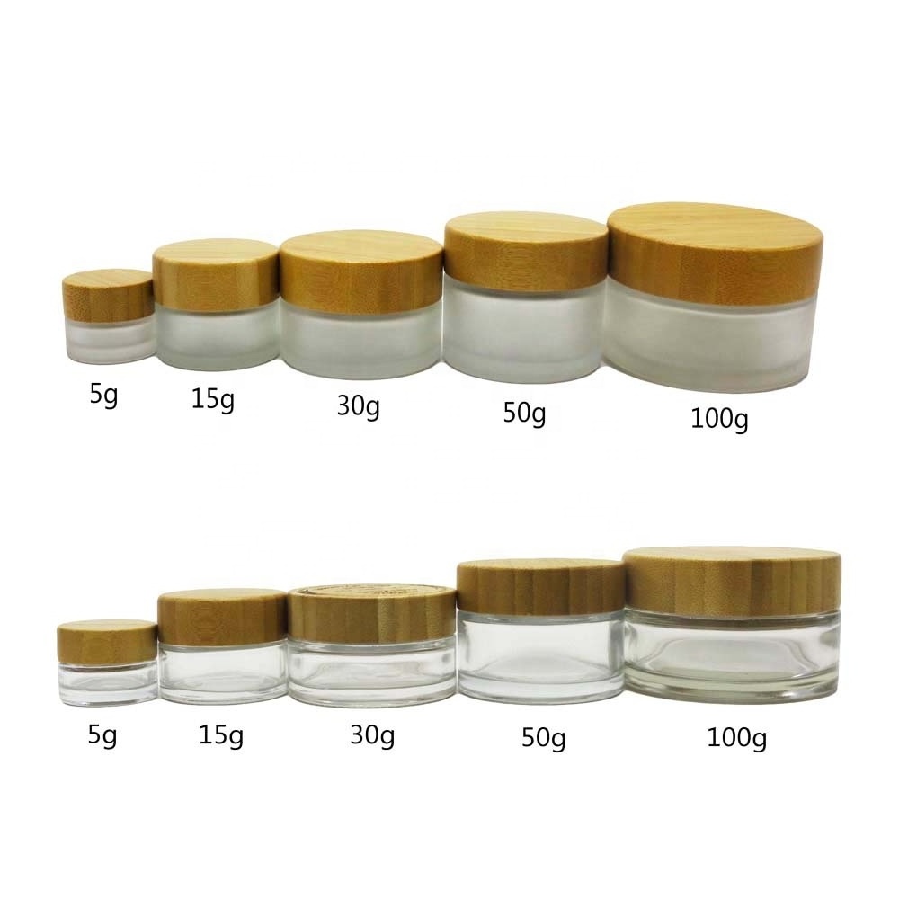 5g 15g 30g 50g 100g 200g glass jars with bamboo wooden lids Natural bamboo dropper bottle bamboo cosmetic packaging BJ-888C