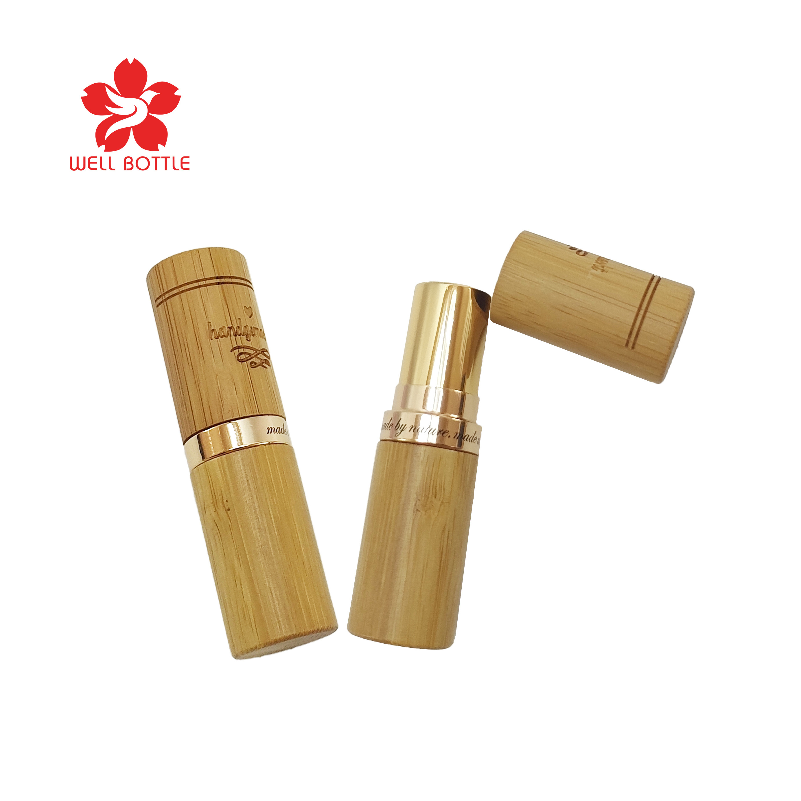 Natural Lipstick case tube packaging 5g 5ml bamboo lip stick tubes empty bamboo lip balm container L23E