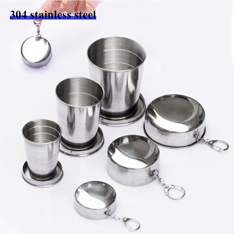 Hot Sale Stainless Steel Water Cup Camping Mug Foldable Cups Shot Glass Expandable Drinking Cup For Travel/Hiking/Picnic