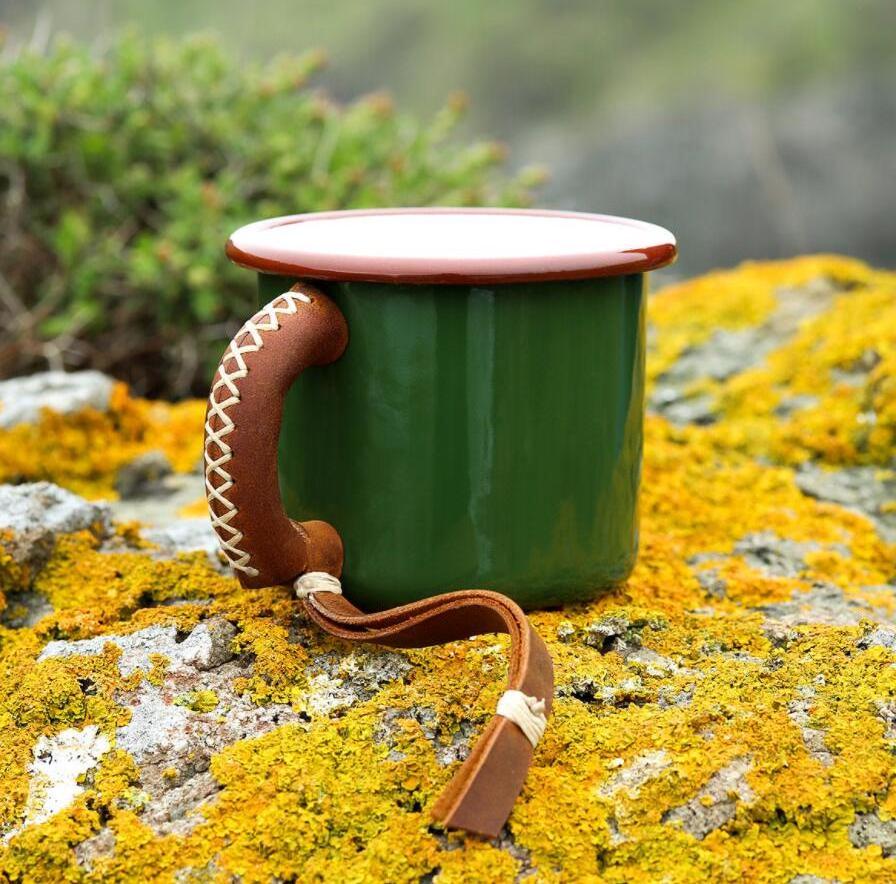 Camping Mugs Happy Campers Campfire Cup Enamel Camping Cups Outdoor Campervan Coffee Handle Mug Camper Van Gift