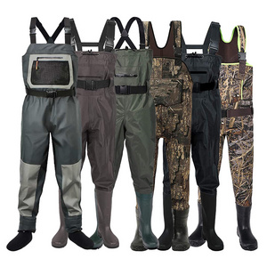 Manufacture waterproof nylon breathable neoprene spike camo wading suit pant botas para de pesca fly fishing chest hunting wader